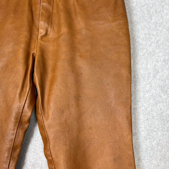 Vintage Maxima Wilsons Leather Brown Straight Mid Rise Pants Size 6 - Picture 4 of 12